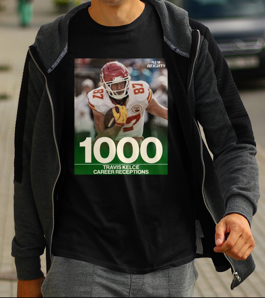 Travis Kelce 1000 Career Receptions New Heights T-Shirt