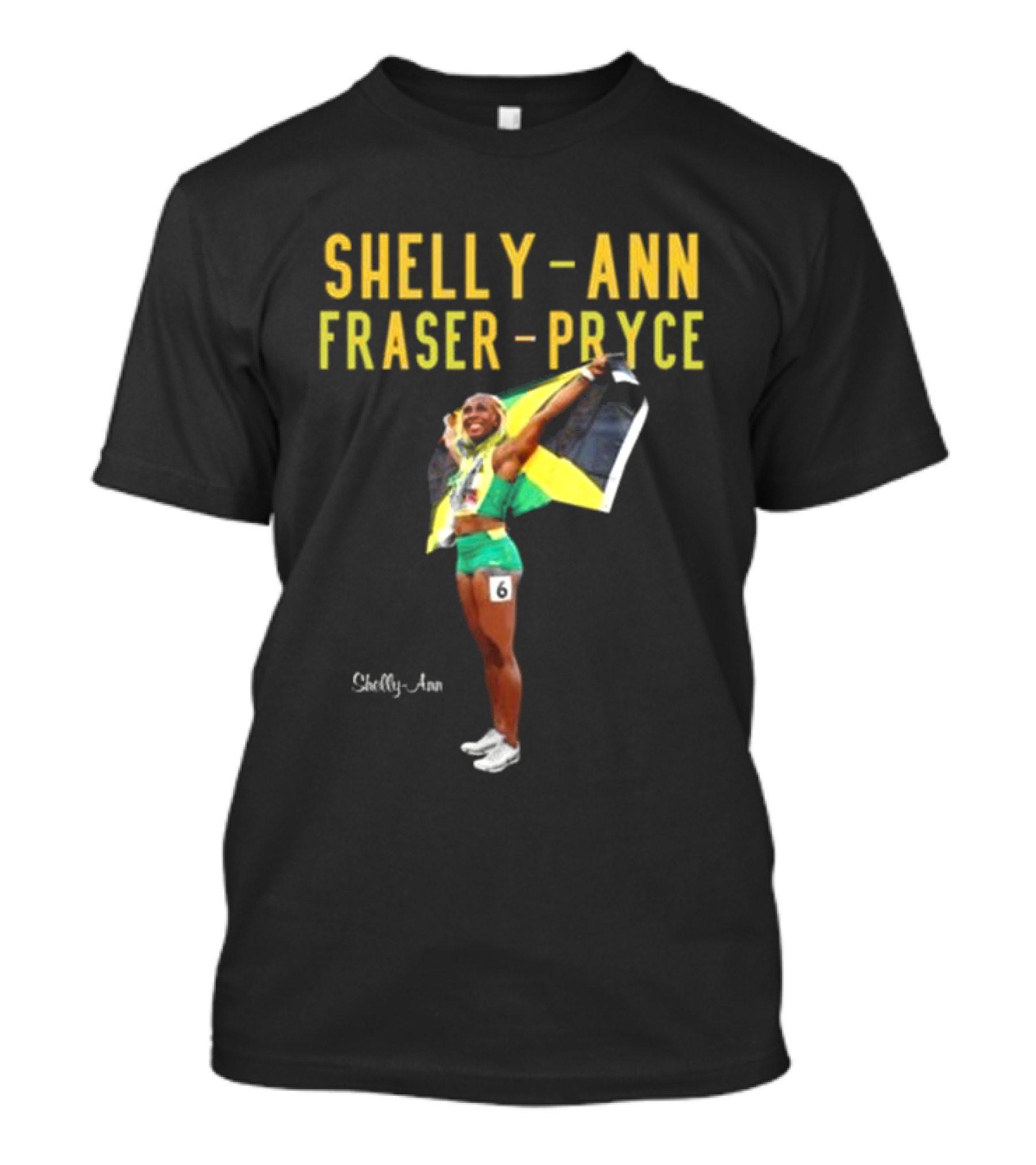 Shelly-Ann Fraser-Pryce Jamaican Flag Victory Pose T-Shirt