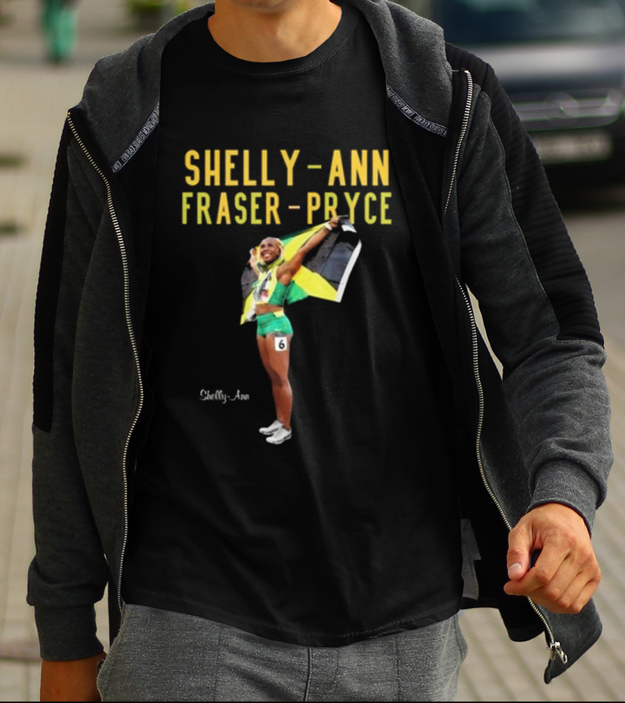 Shelly-Ann Fraser-Pryce Jamaican Flag Victory Pose T-Shirt