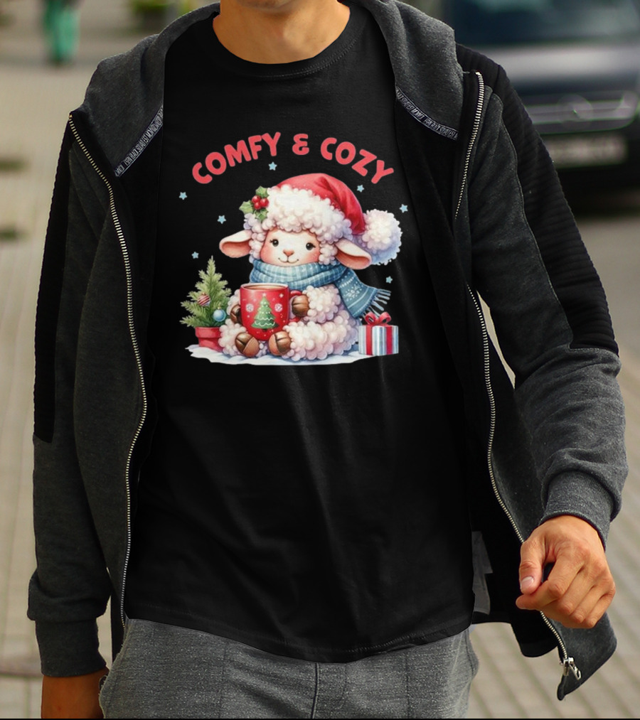 Comfy And Cozy Sheep Christmas T-Shirt