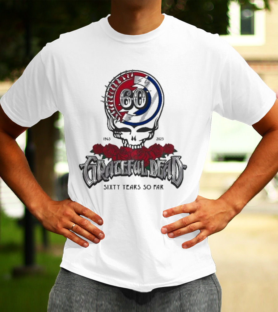 60 Years So Far 1965-2025 Grateful Dead Skull Roses T-Shirt