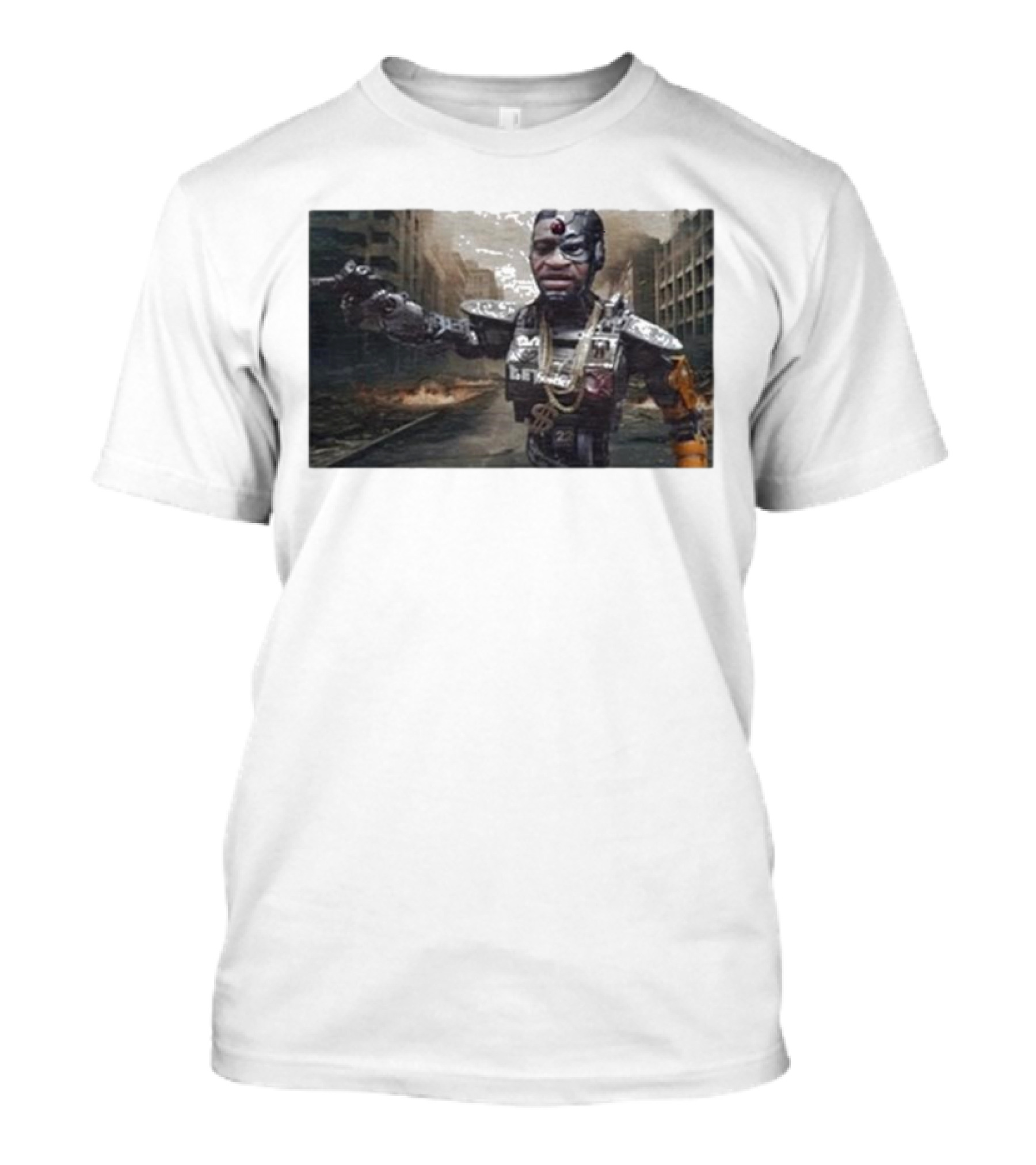 Errl Gangsta Droyd Robot Cyborg In Post-Apocalyptic City Scene T-Shirt