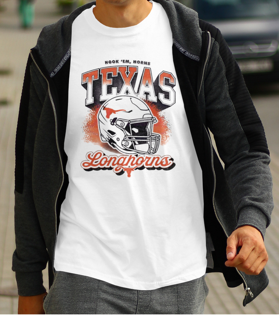 Hook Em Horns Texas Longhorns Football Helmet Texas Longhorns T-Shirt