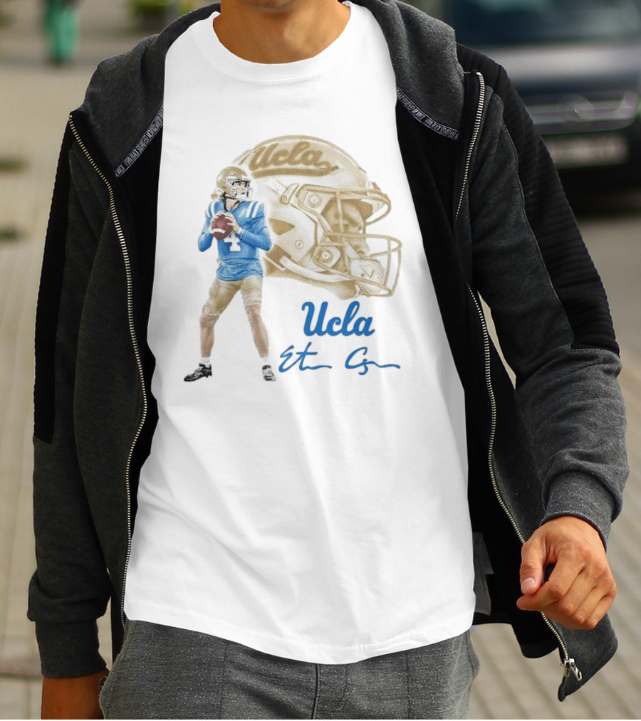 Ethan Garbers UCLA Football Quarterback Signature With Helmet T-Shirt
