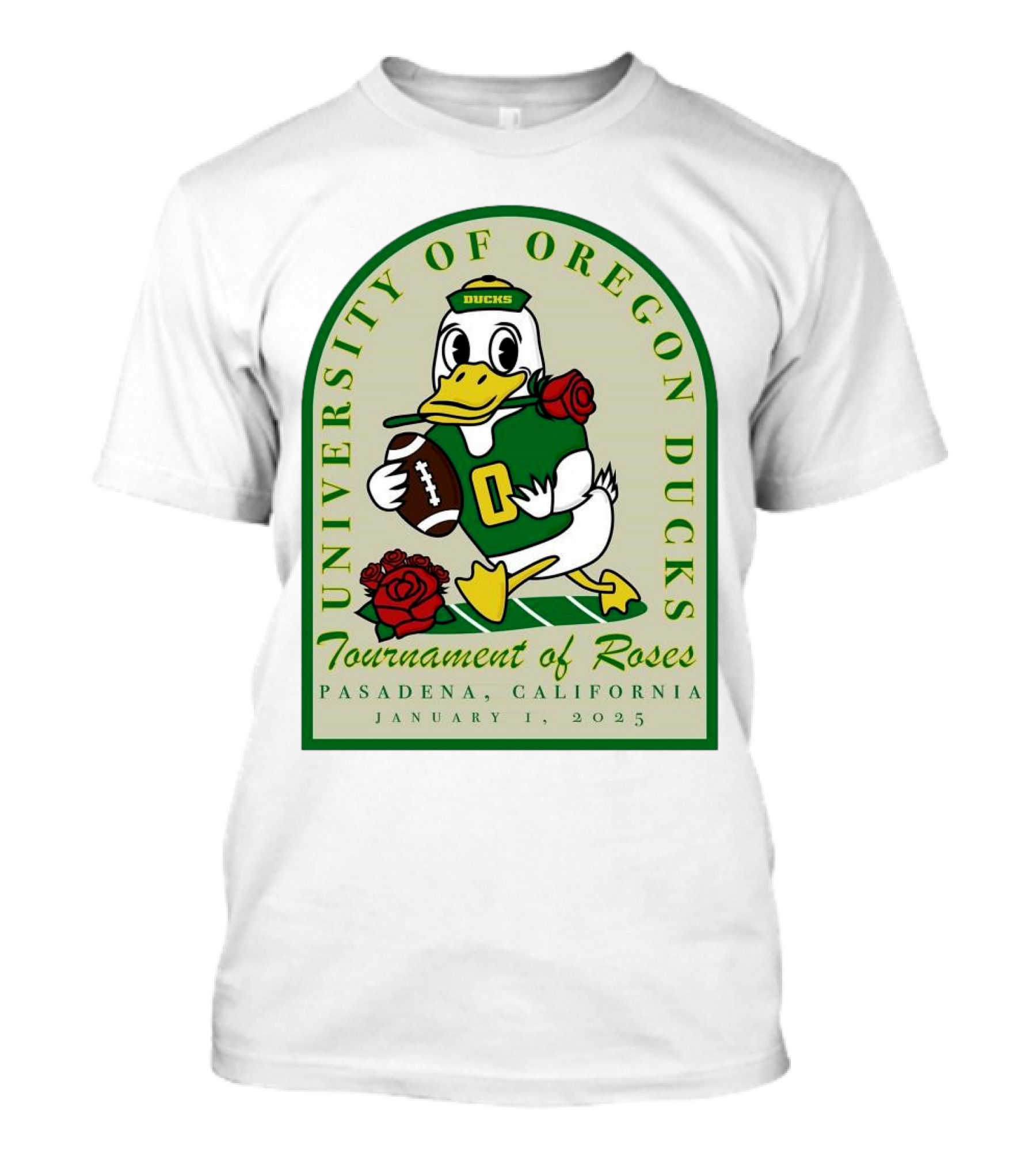 University Of Oregon Ducks Tournament Of Roses Pasadena California January 1 2025 Mascot Football Rose T-Shirt