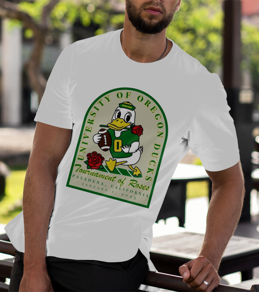University Of Oregon Ducks Tournament Of Roses Pasadena California January 1 2025 Mascot Football Rose T-Shirt