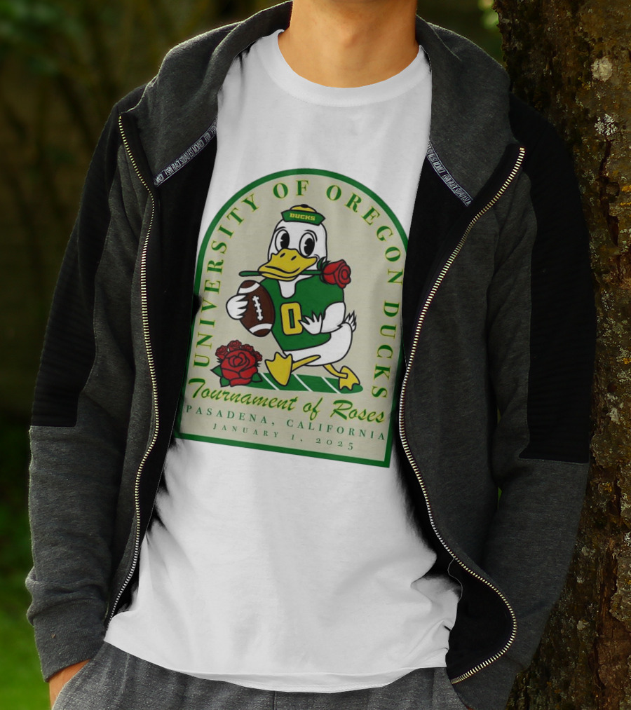 University Of Oregon Ducks Tournament Of Roses Pasadena California January 1 2025 Mascot Football Rose T-Shirt