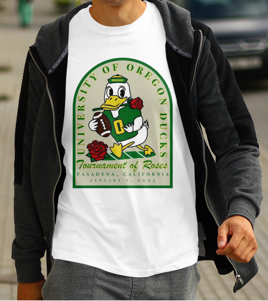 University Of Oregon Ducks Tournament Of Roses Pasadena California January 1 2025 Mascot Football Rose T-Shirt