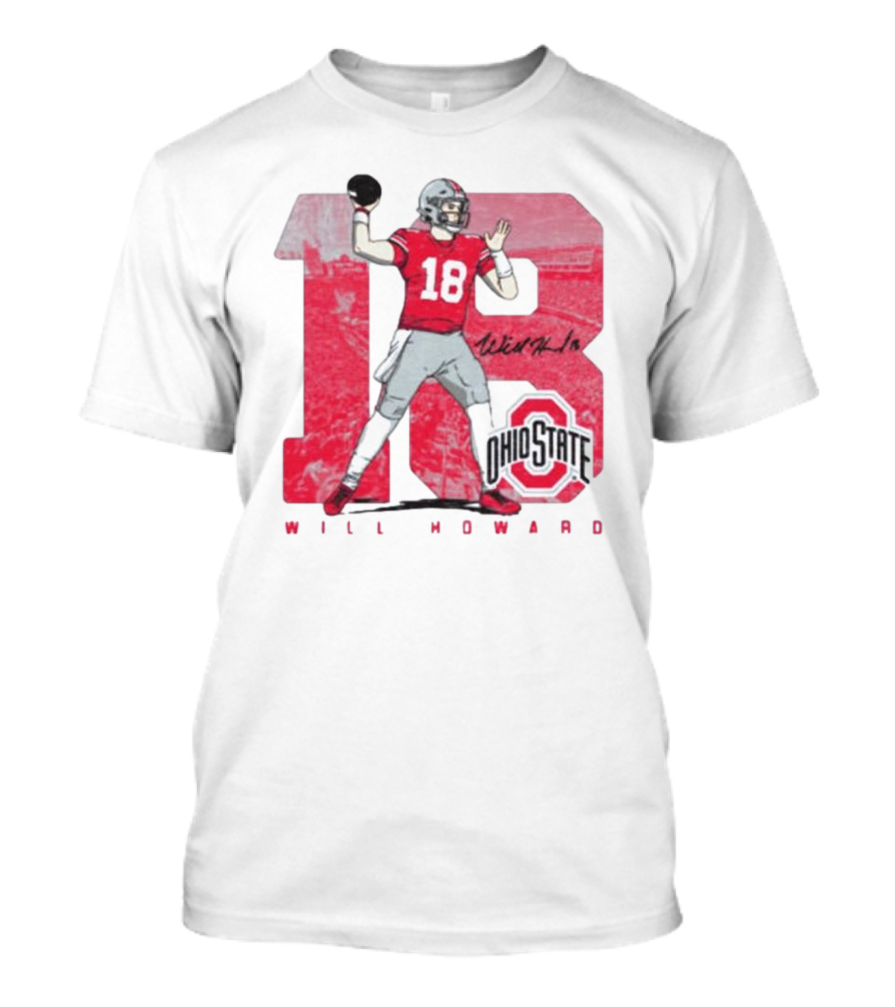 Will Howard 18 Ohio State Buckeyes Signature Football T-Shirt