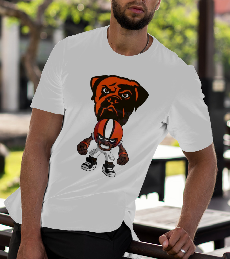 Cleveland Browns NFL Rush Zone Cartoon Character Dog 2025 T-Shirt