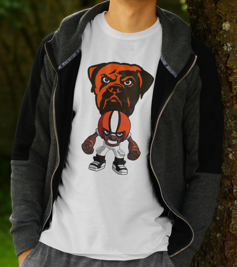 Cleveland Browns NFL Rush Zone Cartoon Character Dog 2025 T-Shirt