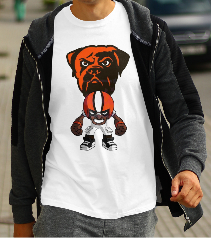 Cleveland Browns NFL Rush Zone Cartoon Character Dog 2025 T-Shirt