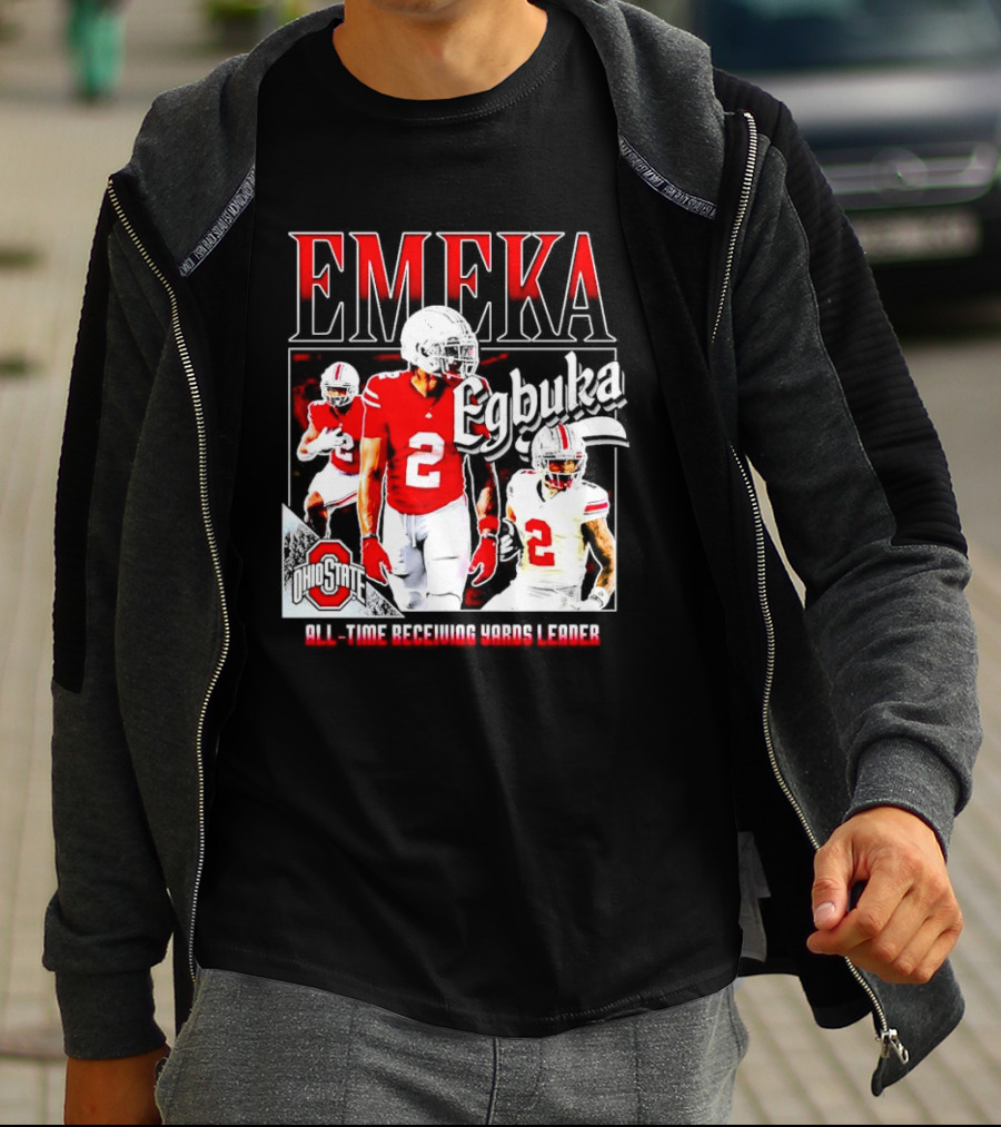 Ohio State Buckeyes Emeka Egbuka All-Time Receiving Yards Leader T-Shirt