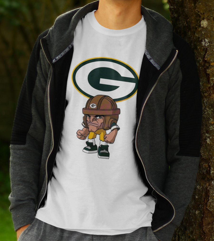 Rush Zone Green Bay Packers NFL Cartoon Character 2025 Bold Mascot T-Shirt