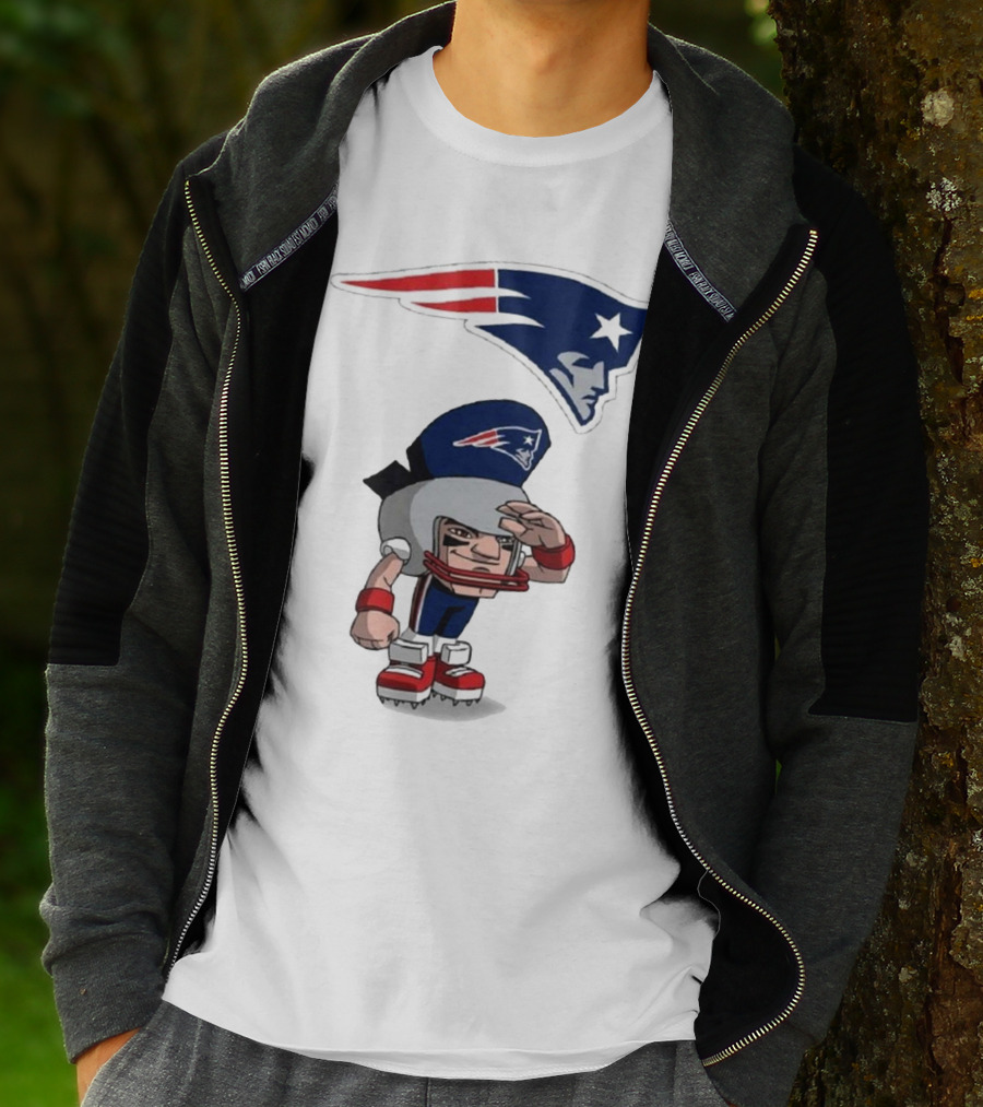 Rush Zone New England Patriots NFL Cartoon Character 2025 Saluting Player With Patriots T-Shirt