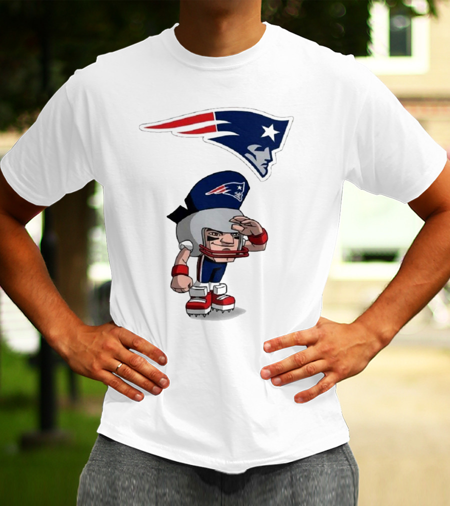 Rush Zone New England Patriots NFL Cartoon Character 2025 Saluting Player With Patriots T-Shirt