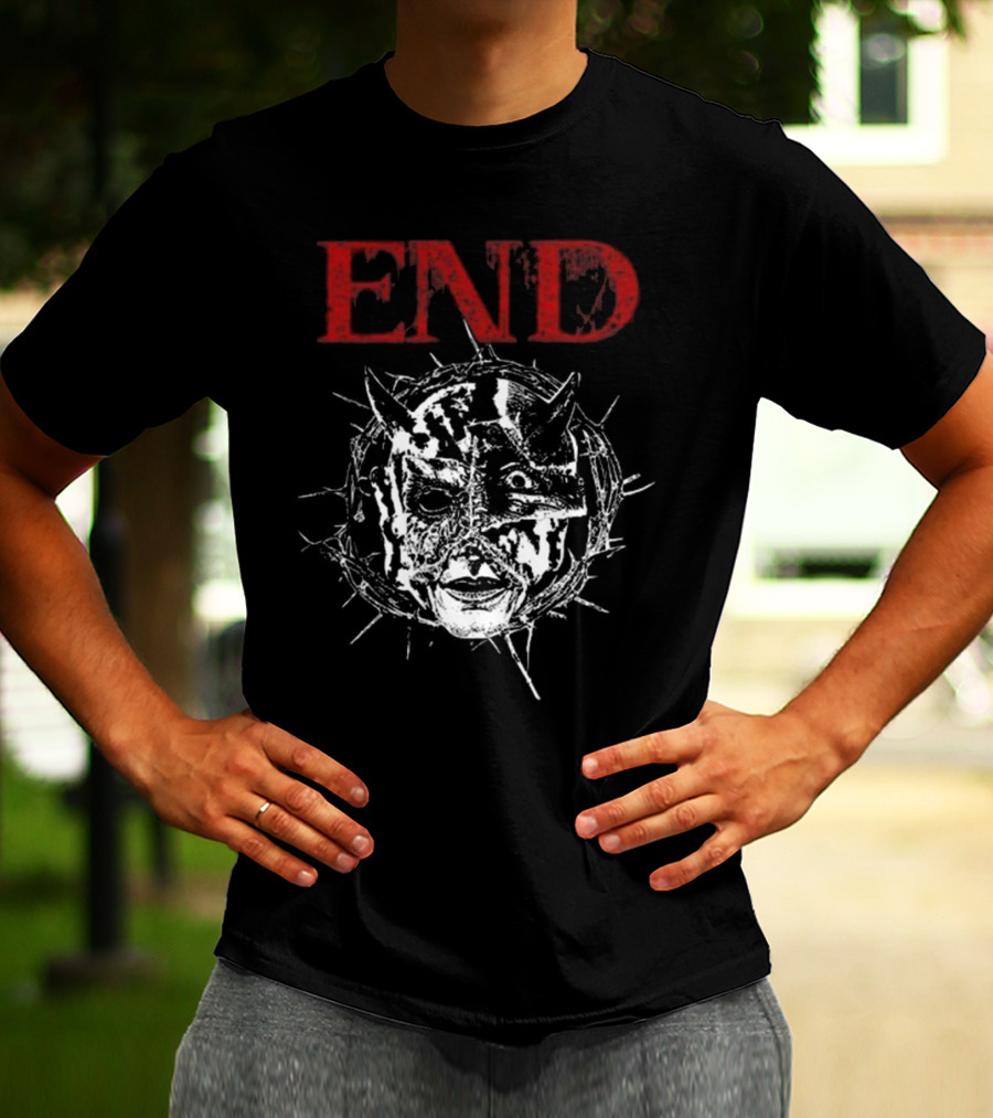 Closed Casket Activities End Distorted Face Thorned Devil Mask T-Shirt