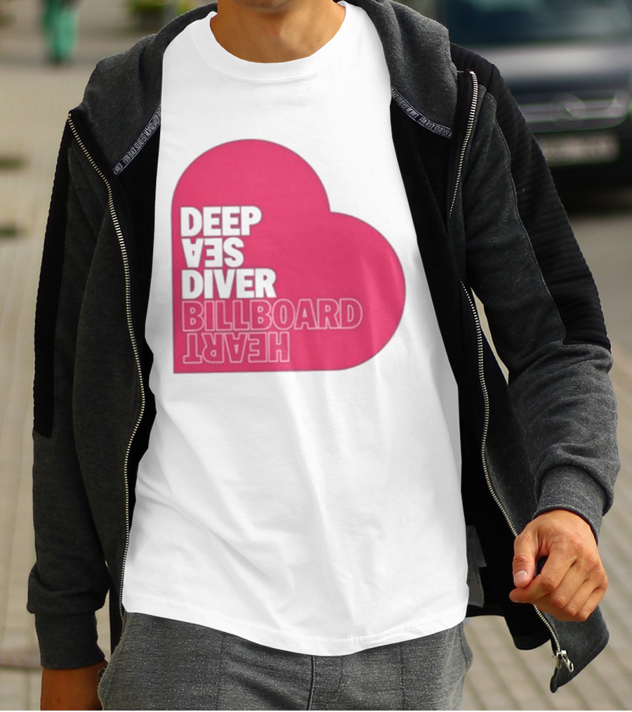 Deep Sea Diver Pink Billboard Heart T-Shirt