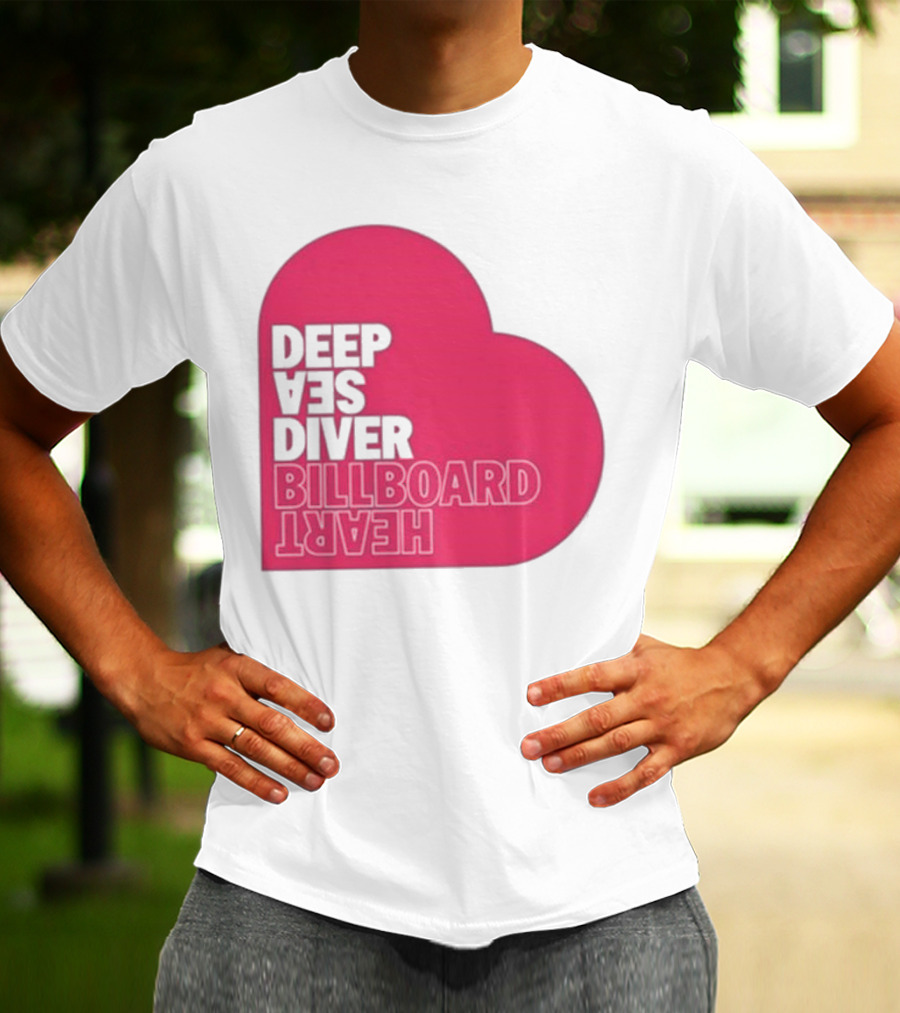 Deep Sea Diver Pink Billboard Heart T-Shirt
