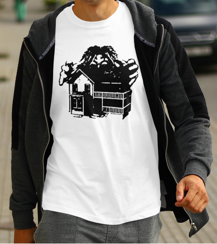 Round Neck Teenage Disaster 2025 Monster Over House T-Shirt