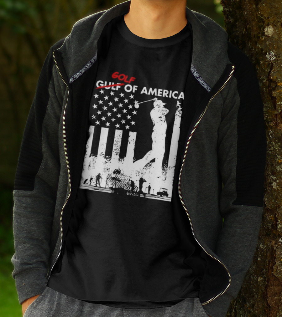 Alastor Store Golf Golf Gulf America Flag Golfer Silhouette Stars Stripes T-Shirt