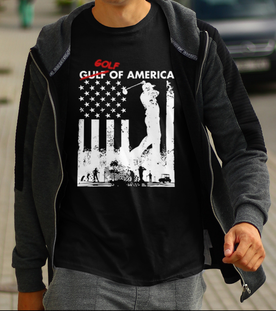 Alastor Store Golf Golf Gulf America Flag Golfer Silhouette Stars Stripes T-Shirt