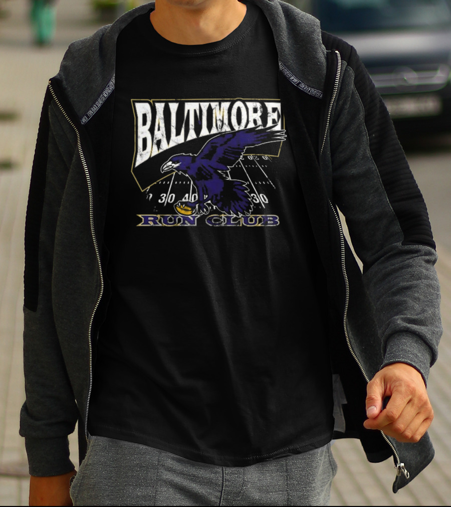 Baltimore Ravens Run Club Football Field T-Shirt