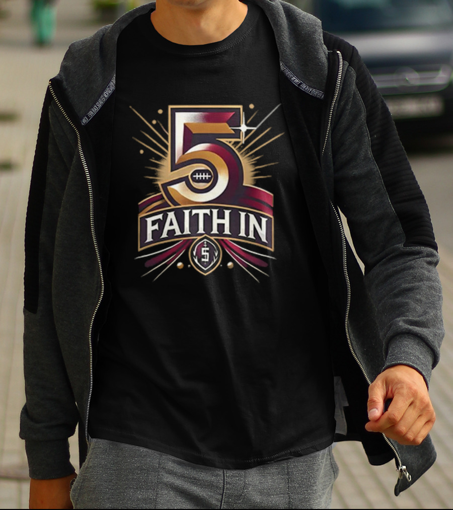 Faith In 5 Washington Commanders Jayden Daniels Football Star Power T-Shirt