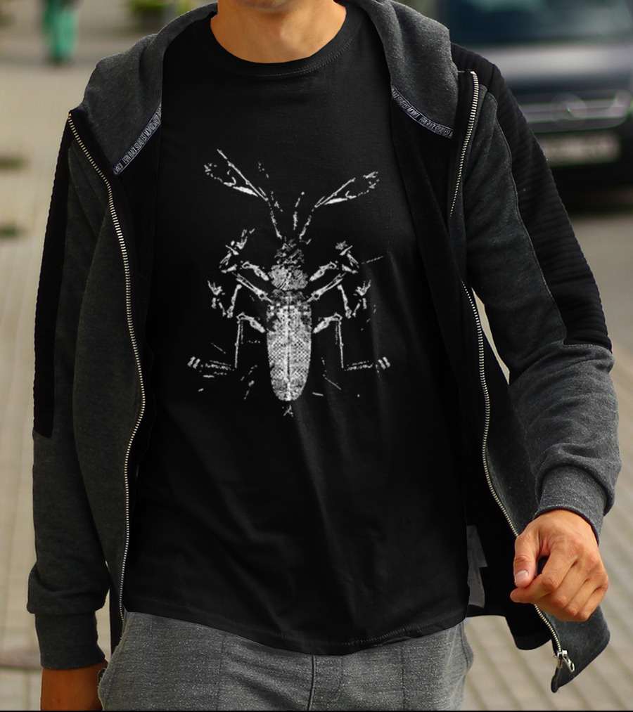 Mega Mart Subpop Clipping Dead Channel Insect Graphic On Black Sky T-Shirt