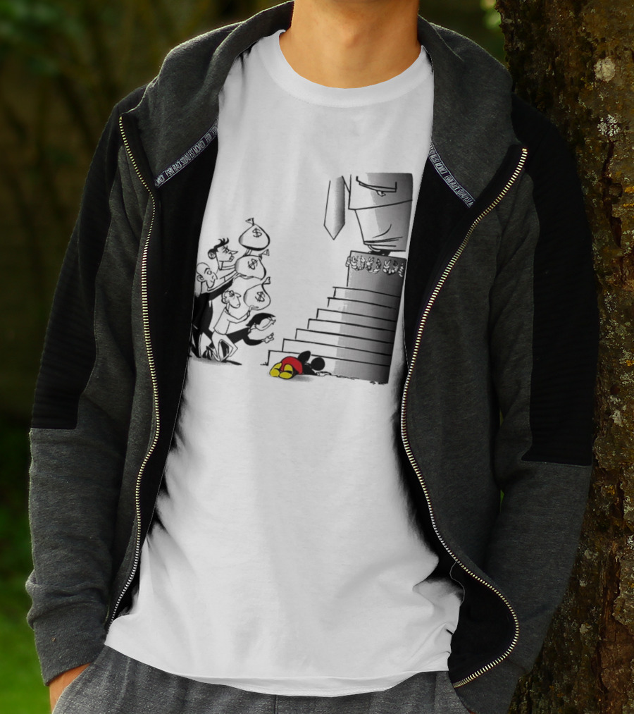 Newspaper Cartoon Economic Commentary Symbolic Imagery Money Hierarchy T-Shirt