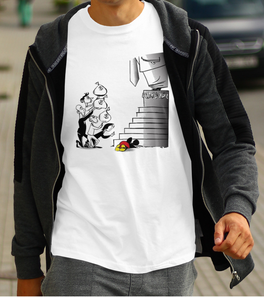 Newspaper Cartoon Economic Commentary Symbolic Imagery Money Hierarchy T-Shirt