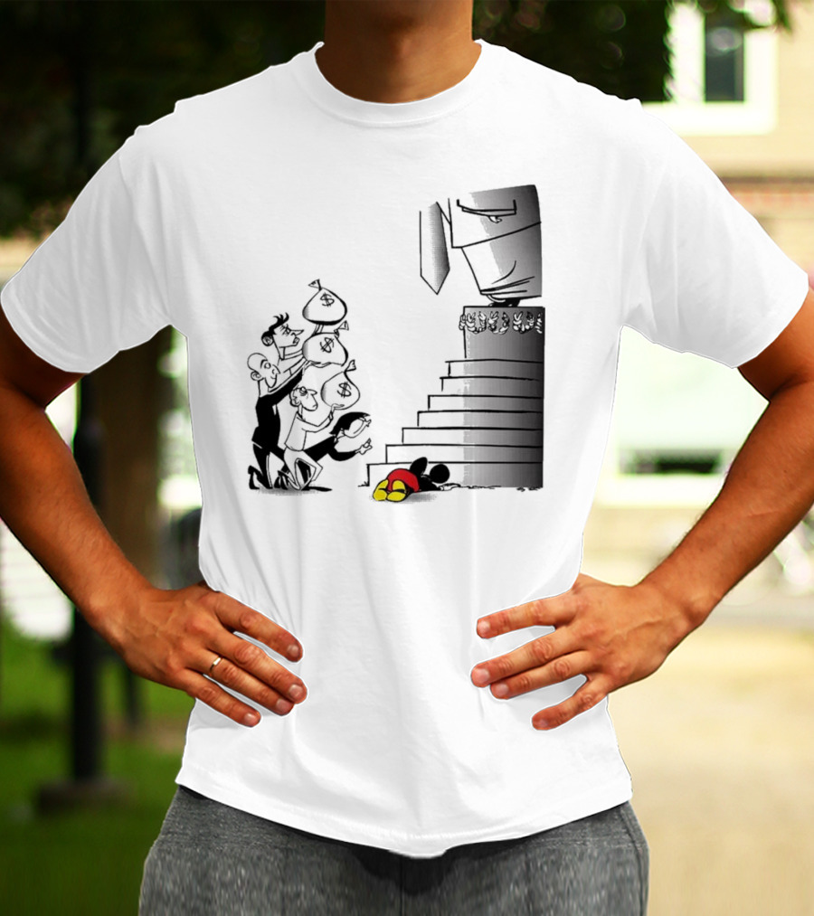 Newspaper Cartoon Economic Commentary Symbolic Imagery Money Hierarchy T-Shirt