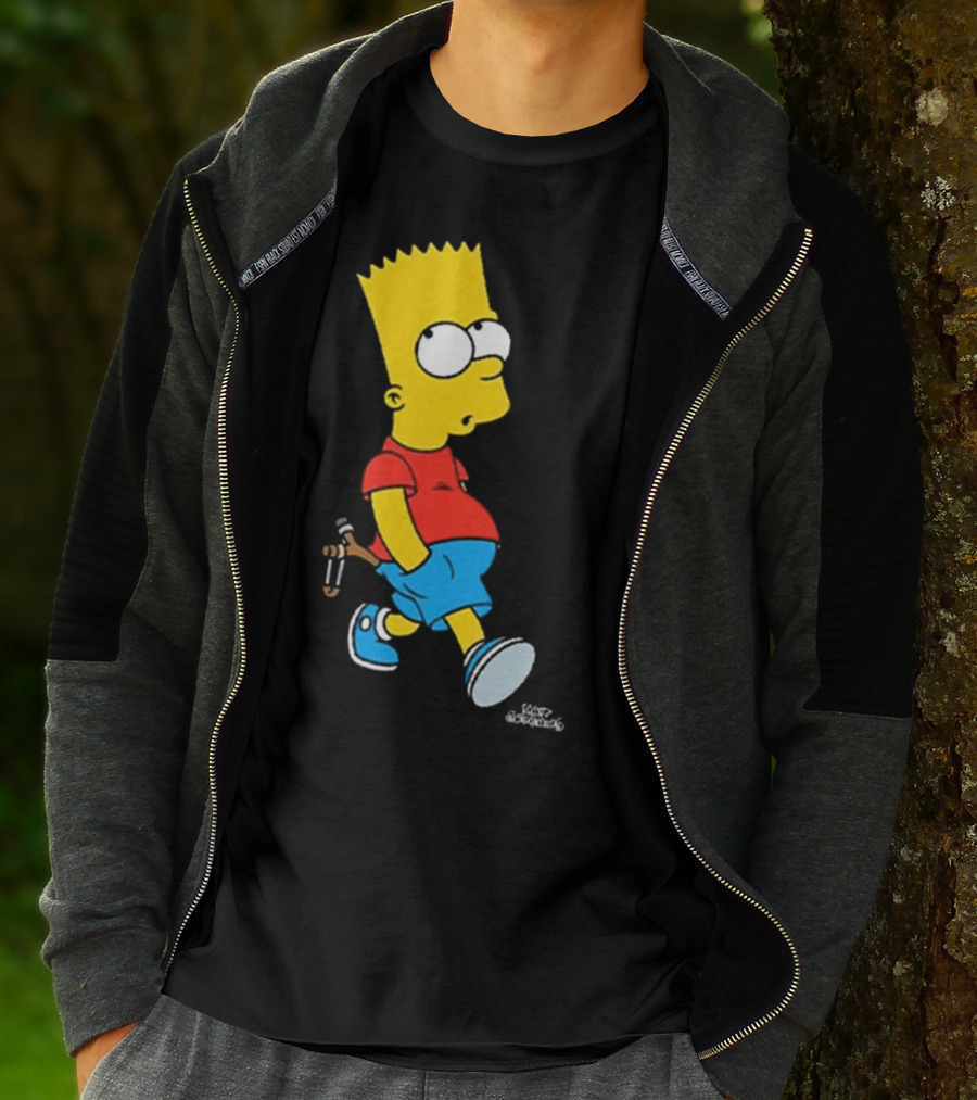 0th Century The Simpsons Bart Simpson With Slingshot Drawing T-Shirt