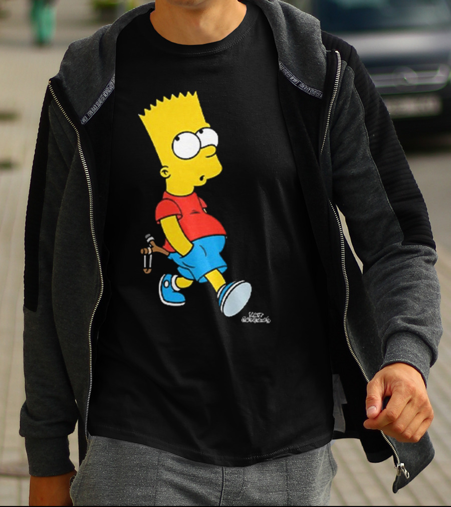 0th Century The Simpsons Bart Simpson With Slingshot Drawing T-Shirt