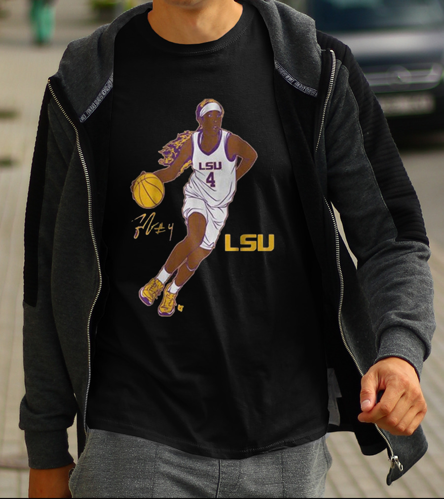 LSU Basketball Flau’jae Johnson Number 4 Superstar Pose T-Shirt