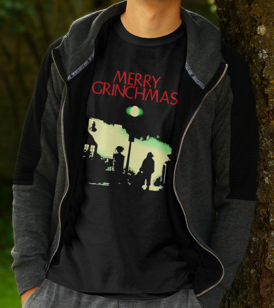 Merry Grinchmas Grinch X The Exorcist Silhouette Scene T-Shirt