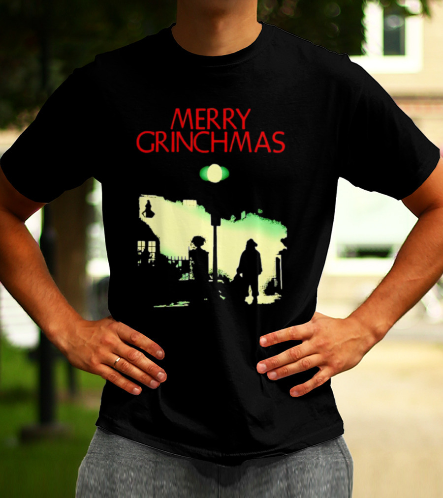 Merry Grinchmas Grinch X The Exorcist Silhouette Scene T-Shirt