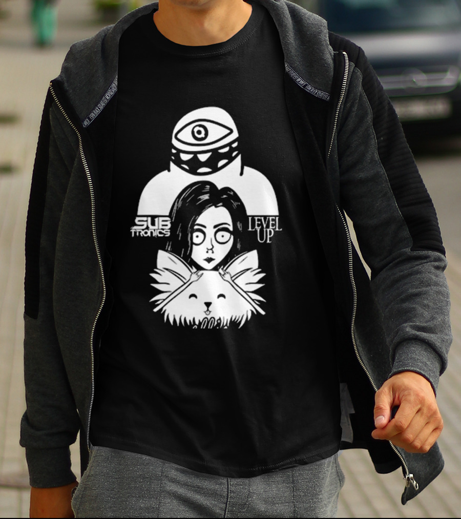 Subtronics Level Up Ellie Art Featuring Eye And Cat Motif T-Shirt