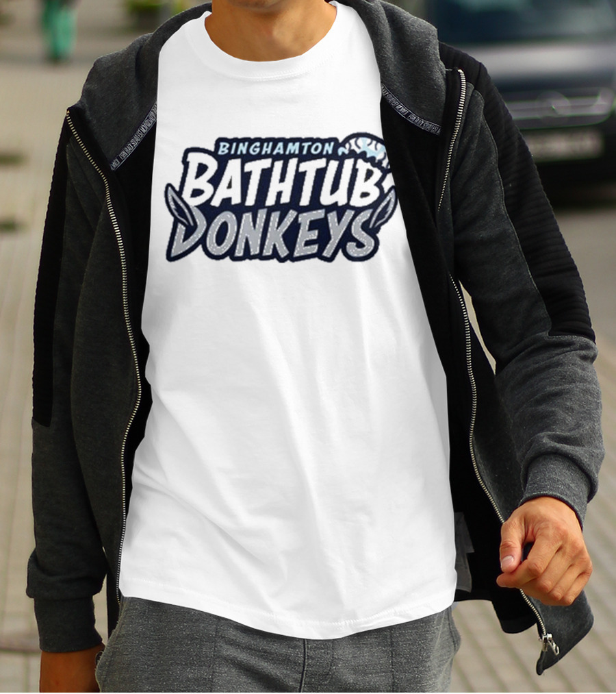 Binghamton Bathtub Donkeys Logo With Foamy Shower Cap T-Shirt