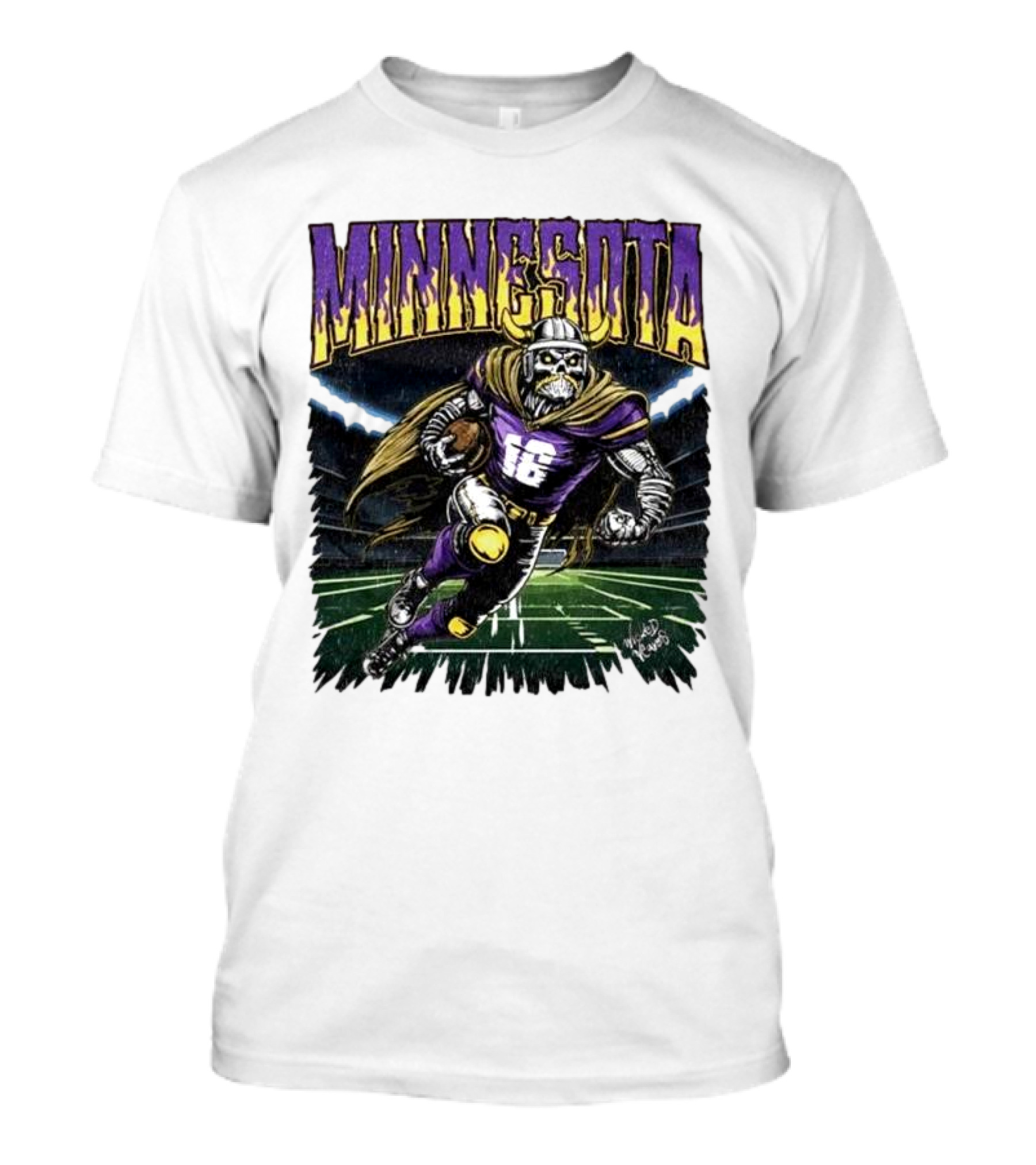Minnesota Vikings Skeleton Player Football Run T-Shirt