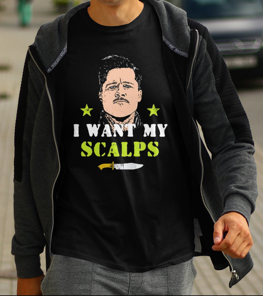 Aldo Raine I Want My Scalps Knife Stars T-Shirt