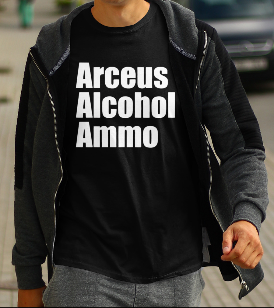 Arceus Alcohol Ammo Black Bold Text Block T-Shirt