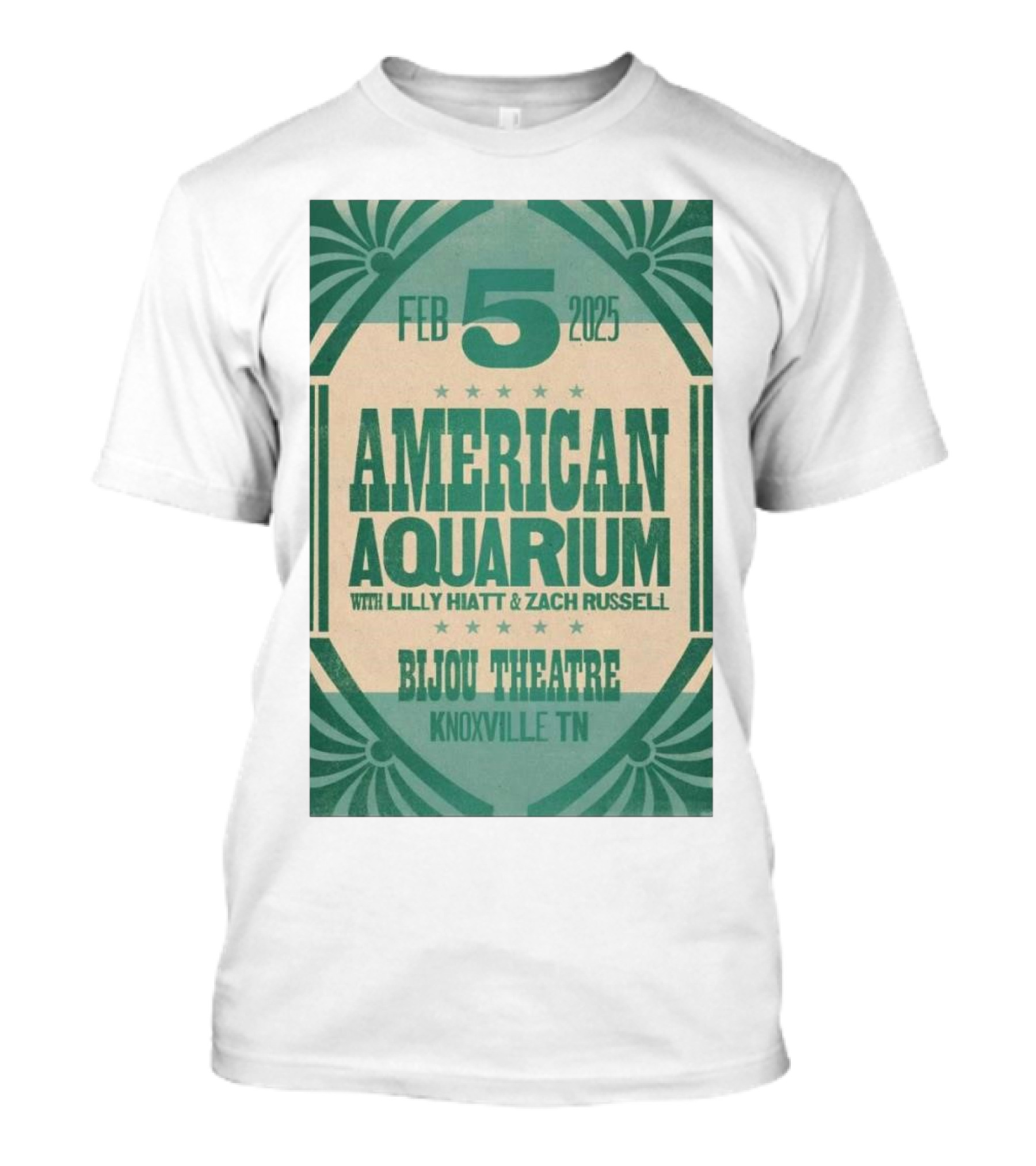American Aquarium With Lilly Hiatt And Zach Russell Feb 5 2025 Bijou Theatre Knoxville TN T-Shirt