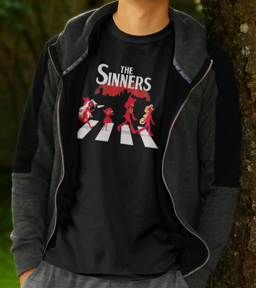 Hazbin Hotel The Sinners Abbey Road Characters Crossing T-Shirt