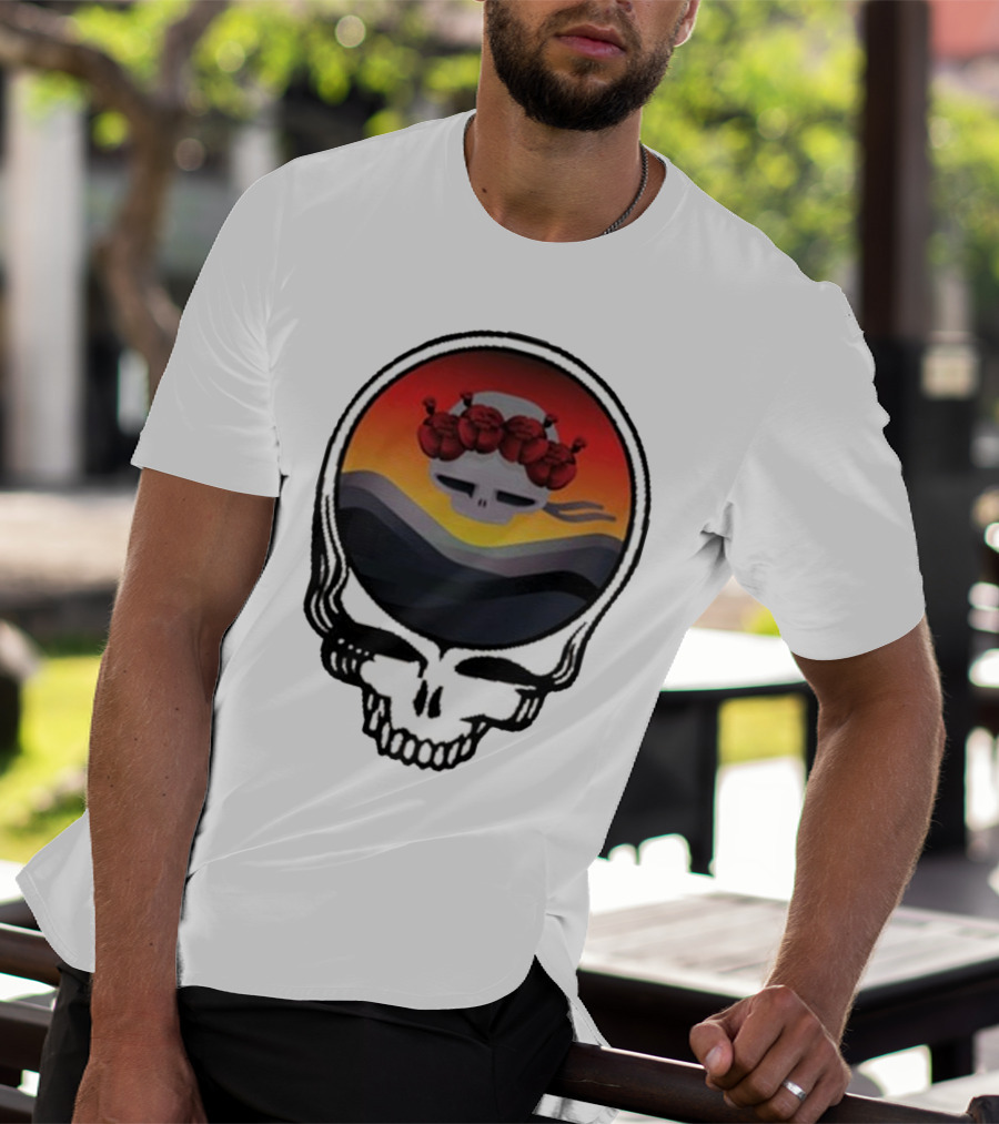 Grateful Dead The Ridge Skull Sunset With Roses T-Shirt