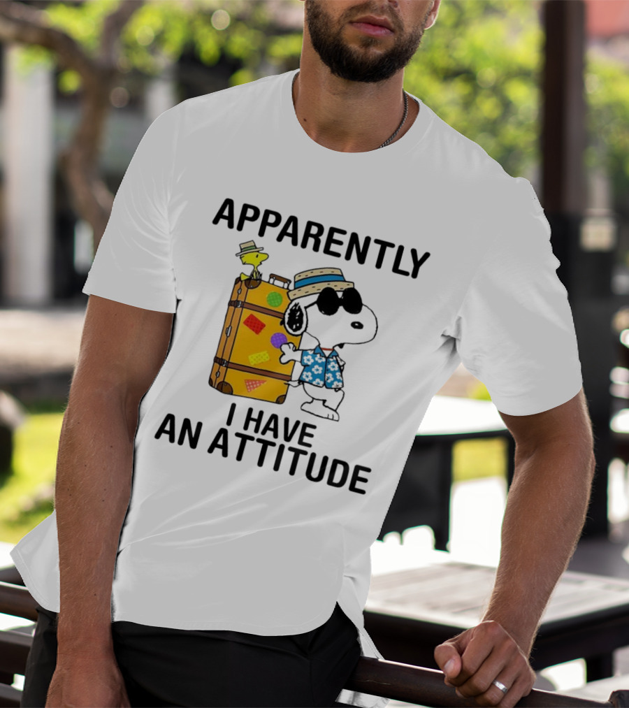 Apparently I Have An Attitude Snoopy With Woodstock And Suitcase T-Shirt