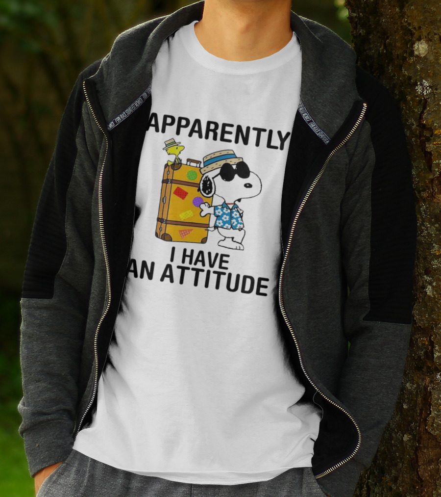 Apparently I Have An Attitude Snoopy With Woodstock And Suitcase T-Shirt