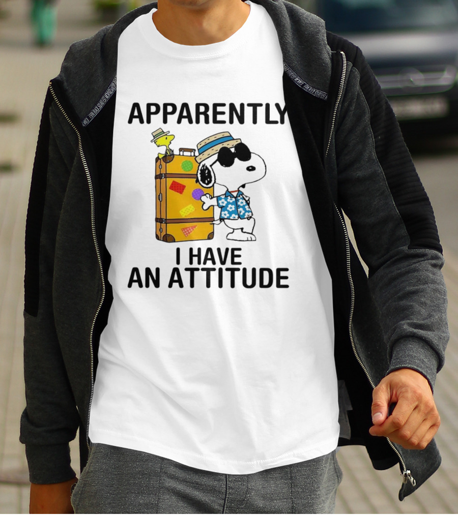 Apparently I Have An Attitude Snoopy With Woodstock And Suitcase T-Shirt