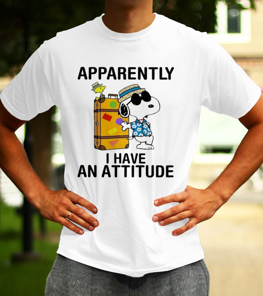 Apparently I Have An Attitude Snoopy With Woodstock And Suitcase T-Shirt