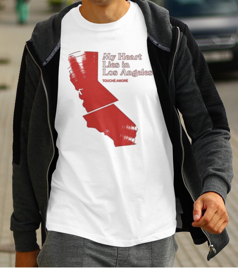 Touché Amoré My Heart Lies In Los Angeles California Map Red T-Shirt